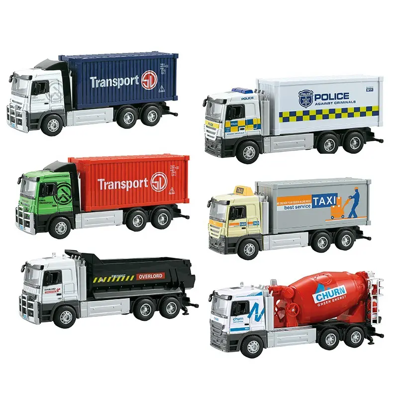 1:32 Scale Alloy Container Truck Hot Selling Gift Truck Model Series Toys For Kids Pull Back Metal Diecast Car Toy Set