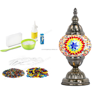 Kit de lampe en mosaïque turque en verre artisanal de Marrakech, kit de bricolage pour lampe de table en mosaïque, kit d'artisanat pour la maison