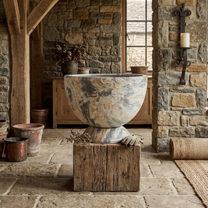 Pots de fleurs en fibre de verre sculptés à la main, design rustique style ferme, durables, légers, écologiques, de qualité supérieure - Product Image 3