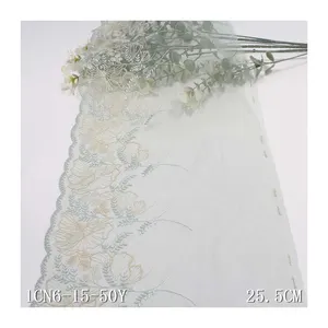 Dantel yeni ürün 25cm çiçek işlemeli açık yeşil dantel Polyester naylon malzeme