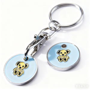 พวงกุญแจหลากสีพร้อมรถเข็นช็อปปิ้งเหรียญโทเค็นรถเข็นทำจากโลหะสังกะสีของขวัญโปรโมชั่นที่ดีที่สุดของจีน - Product Image 1