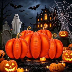 Nuovo Palloncino in Mylar a Forma di Zucca 3D per Halloween, Palloncino in Foil a Forma di Zucca - Product Image 4