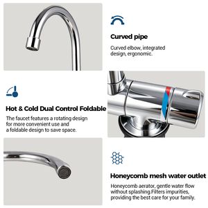 Robinet d'eau chaude et froide pliable pour <span class=keywords><strong>camping</strong></span>-<span class=keywords><strong>car</strong></span>, en acier inoxydable, rotatif et pliable, pour évier de caravane, <span class=keywords><strong>camping</strong></span>-<span class=keywords><strong>car</strong></span>, cuisine - Product Image 6