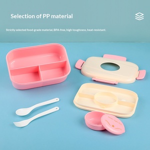 Boîte à lunch de qualité alimentaire, compatible micro-ondes, en plastique, carrée, type bento, compartimentée, hermétique, pour étudiants - Product Image 2