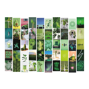 Vente en gros de 50 pièces vertes personnalisées, kit de collage de qualité supérieure, photos esthétiques de décoration de chambre à coucher, impression d'art mural - Product Image 1