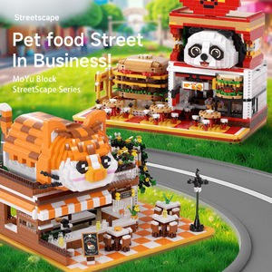 โมยู บล็อก ชุดอาคารร้านอาหารสัตว์เลี้ยง 800+ ชิ้น ร้านกาแฟจิ๋ว ร้านแพนด้าเบอร์เกอร์ ซีรีส์สตรีทสเคป - Product Image 1