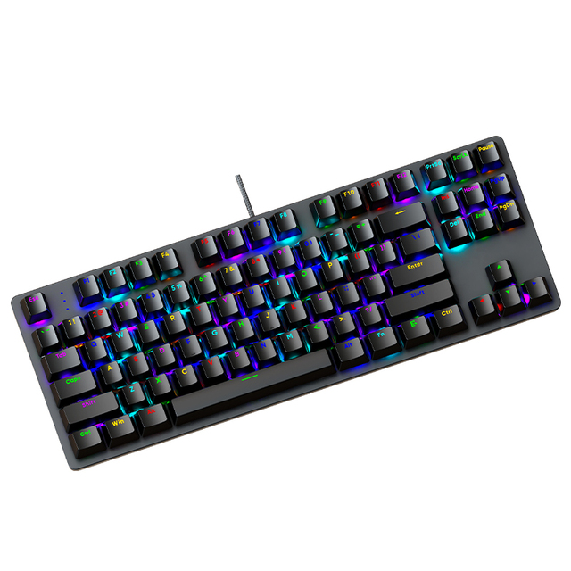 Abs Pure Black 87 Keys Wired Mechanical Keyboard New USB Interface with Special Satellite Shaft and Clear Keycap
