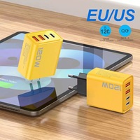 Chargeur mural rapide USB 4 ports pour téléphone portable, prise EU/US/UK, Type-C 10W QC3.0 Gan, adaptateur de voyage avec câble USB inclus