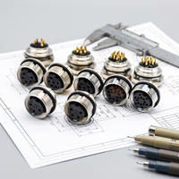 Connecteur circulaire M16 à 2, 3, 4, 5, 6, 7, 8, 12, 14, 16, 19, 24 broches, à montage sur panneau frontal, à souder, pour câblage de capteur et d'alimentation