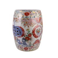 Tabouret Tambour en Porcelaine Multicolore à Motifs Floraux Phénix, Siège de Jardin en Céramique à Médaillon Floral, Décoration Orientale pour Villa, Hôtel, Maison, Vente en Gros