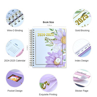 Agenda scolaire A4/A5 imprimé sur mesure, tissu et fil de couverture en PP, cahier à spirale à coudre, cadeau