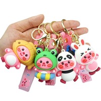 Porte-clés décapsuleur en caoutchouc en forme d'animal de dessin animé mignon et doux, pendentif mousqueton imprimé UV en 3D, non breveté, cadeau pour enfants et étudiants