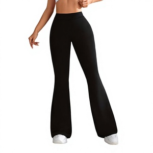 Plus Size Women's High Waisted Hip Lifting Wide Leg Black Yoga Pants Sports Micro <b>Flared</b> <b>Leggings</b> Spandex Polyester - Product Image 4