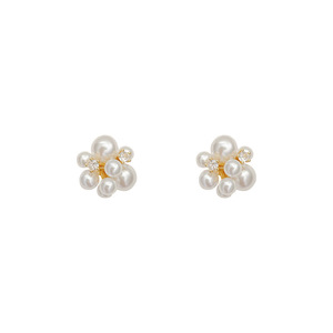 Pendientes Coreanos Etéreos Vintage con Perlas y Flores para Mujer, de Cobre Electrochapado, Elegantes y Modernos, Estilo Celebridad de Internet, E3302, Elegantes y Vintage - Product Image 5