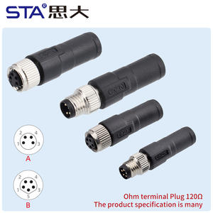 ขั้วต่อ M8 แบบกันน้ำสำหรับงานอุตสาหกรรม 120 โอห์ม พลาสติก ตัวผู้ ตัวเมีย แบบแนวตั้ง 3 4 ขา ปลั๊กแบบอากาศยาน - Product Image 6