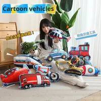 Dessin animé véhicule oreiller forme irrégulière pelle voiture avion éducation précoce amusant peluche jouet PP coton remplissage lavé pour