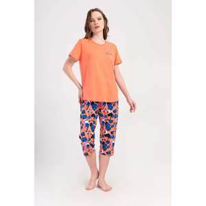 Conjunto de Pantalones Capri KADIN P.SUPREM XXL con Cuello Redondo y Mangas Cortas, Corte Ovalado - Color Coral - Color Coral - Product Image 1