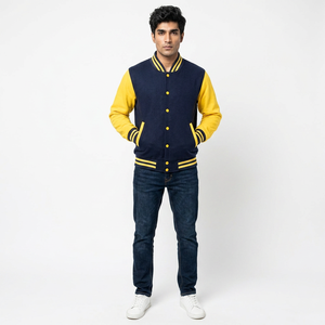 Chaquetas Varsity de Forro Polar de Calidad Profesional en Oferta, con Cuello Alto y Logotipo Frontal para Hombre - Product Image 1