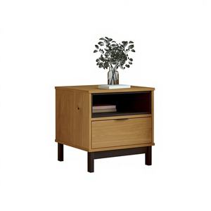 Mesa auxiliar FLAM de madera maciza de pino, color marrón, 19,7"x19,7"x19,7", modelo D0100H78NLP para muebles de sala de estar - Product Image 1