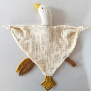 Doudou en mousseline 100% coton biologique doux style Ins, couverture de sécurité en peluche en forme d'oie/cygne pour nouveau-nés - Product Image 2