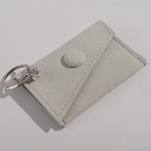 FANXI High Level Luxury Grey Microfiber Jewelry Pouch for <b>Ring</b> Necklace Pendant Chain <b>Storage</b> with Custom logo - Product Image 4
