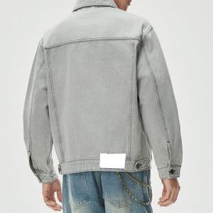 Veste en jean courte pour homme, nouvelle mode, style streetwear, gris vintage, lavée, 100% coton - Product Image 4