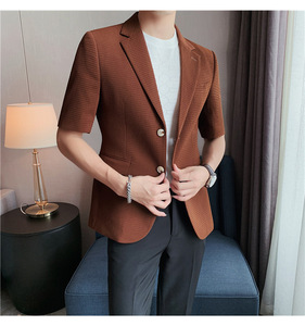 <span class=keywords><strong>Traje</strong></span> de Verano de Manga Corta para <span class=keywords><strong>Hombre</strong></span>, <span class=keywords><strong>Traje</strong></span> Casual, Chaqueta de Media Manga, Blazer - Product Image 5