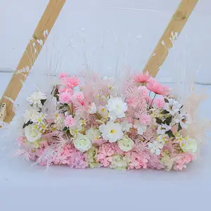Decorazione della tavola di nozze matrimonio pannello di fiori artificiali composizioni di seta fiori ad arco di fila di fiori