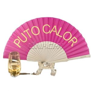 23cm Bamboo <b>Frame</b> Handheld Wooden Fabric Fan Flower Design Custom Shape <b>Painting</b> Wedding Favors Bulk Wholesale Custom Logo - Product Image 6