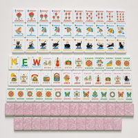U.fun Ensemble de Mahjong Américain de Luxe, Tuiles en Acrylique Modernes, Portable, Écologique, Résistant à l'Eau, Dos Nacré Rose, Thème Chat de Compagnie