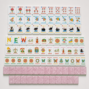 U.fun Set di Mahjong Americano di Lusso, Tessere Moderne in Acrilico, Portatile, Ecologico, Resistente all'Acqua, Tema Gatto con Retro Perlato <span class=keywords><strong>Rosa</strong></span> - Product Image 4