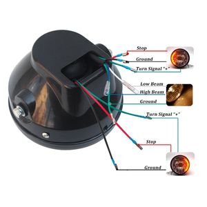 Nouveau universel 7 "12v moto <span class=keywords><strong>phare</strong></span> <span class=keywords><strong>rond</strong></span> clignotant lampe frontale pour Harley Bobber Honda Yamaha <span class=keywords><strong>Kawasaki</strong></span> café Racer - Product Image 3