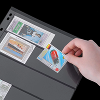 Pages d'album à 9 trous en PVC transparent, feuilles mobiles pour la collection de timbres, pièces de monnaie, billets de banque et cartes magnétiques