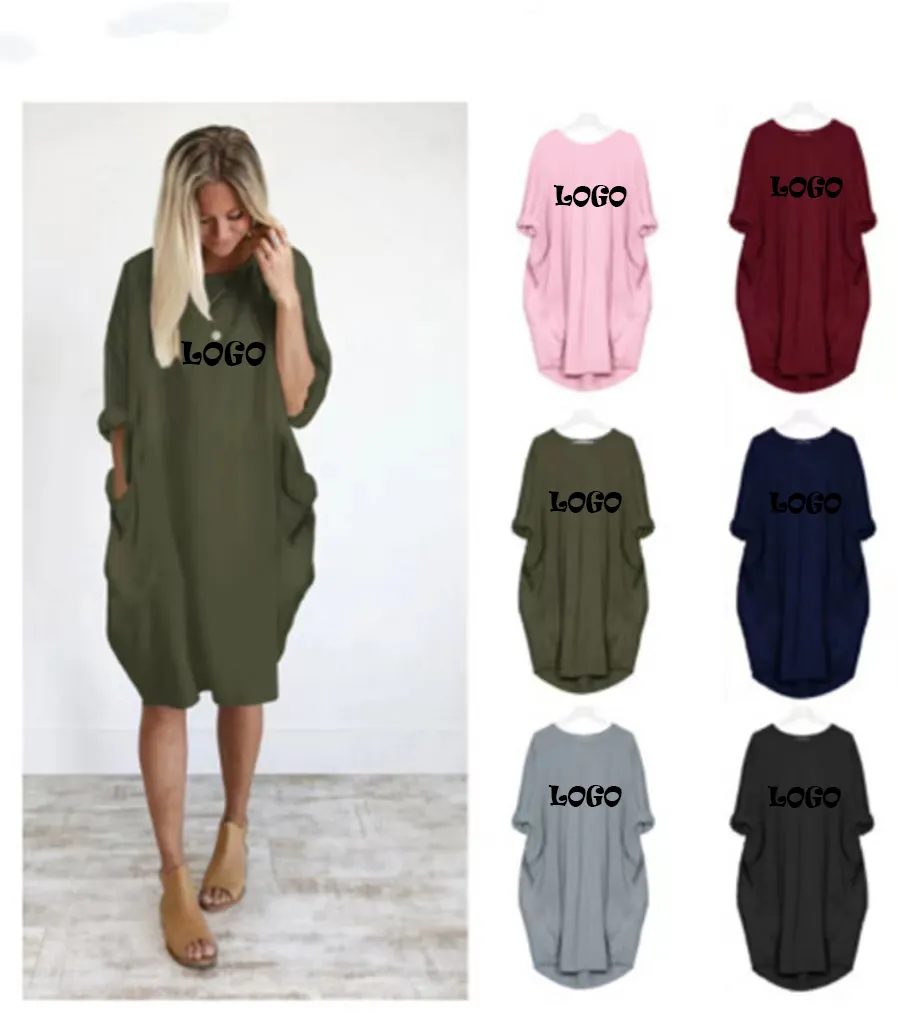 Wholesale Custom Logo Summer Elegant Dresses New Fashion Loose 2023 Long Clothing Plus Size Modest Prom Casual Women Dress