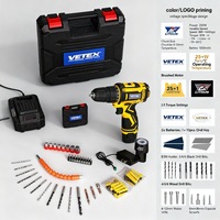 Perceuse sans fil professionnelle 12V 200W avec 2 batteries et couple de 30 Nm pour le bricolage, la rénovation de la maison et la construction