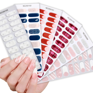 Nouveau hiver flocons <span class=keywords><strong>de</strong></span> neige brillant paillettes <span class=keywords><strong>français</strong></span> ongles pointe Gel Nail Art enveloppes Gel bandes UV lumière cuit semi durci Gel ongles autocollants - Product Image 6