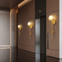Applique murale en cuivre massif de style italien avec lumière LED chaude, pièce design pour salons, halls d'hôtels, villas, couloirs