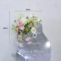 Fleurs artificielles multicolores, verdure, rangée florale, décoration de sol pour allée, centre de table pour cérémonie de mariage