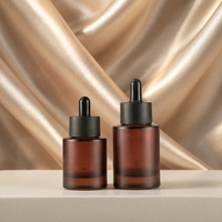 Bouteille compte-gouttes vide en verre avec Pipette, 30ml 40ml, épaule plate, huile essentielle, sérum, givré, transparent, vente en gros