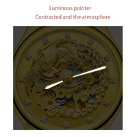 Montre mécanique automatique pour femmes, Design de luxe, sculpture de phénix, bracelet en acier inoxydable doré, montre d'affaires, Relogio Masculino
