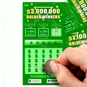 Vàng người chiến thắng jackpot Xổ Số thẻ cào kích thước tùy chỉnh logo mẫu in kỹ thuật số tùy chỉnh Xổ Số vé - Product Image 5