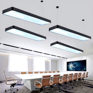 Lampada a Sospensione LED per Ufficio, Sala Conferenze, Moderna e Semplice, Circolare, per Palestra, Commerciale, Cielo Blu <span class=keywords><strong>Nuvole</strong></span> Bianche, IP42 5000K, Corpo Nero - Product Image 1