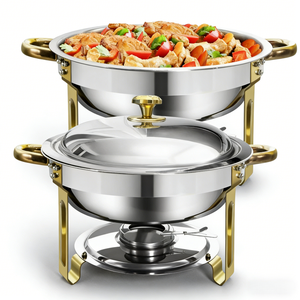 Plats de Présentation Chafing Dish Ronds de Luxe en Acier Inoxydable pour Buffets et Traiteurs – Ensembles Chauffe-Plats pour Événements – Vente Flash - Product Image 4
