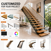 ACE Moderne Treppe mit Glasgeländer, Holzstufen und Geradem Mittelholm