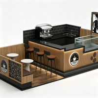 Kiosque à café personnalisé pour centre commercial avec espace de restauration, stand de café intérieur, comptoir de café, kiosque à boissons avec vitrine à pâtisserie