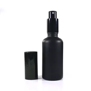 Amostra grátis 30ml 50ml 100ml névoa frasco de spray de perfume de vidro fosco preto fosco para facial spray de água