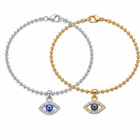 Gelang Baja Anti Karat Mewah Model Mata Setan 18K Sederhana untuk Wanita, Gaya Pasangan, Grosir Pabrik