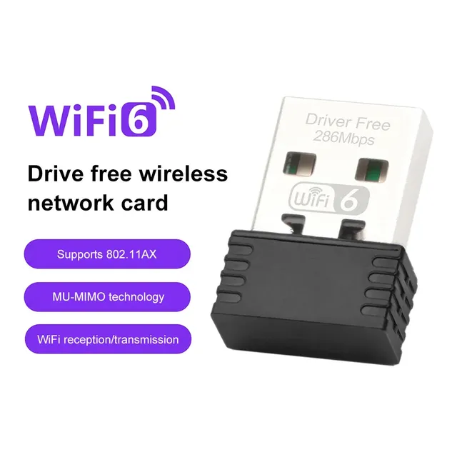 WIFI6 USB WIFI Network Card Free Driver 2.4GHz USB Dongle 300Mbps Wi-Fi Adapter 802.11b/g/n/ax for PC/Laptop/Desktop