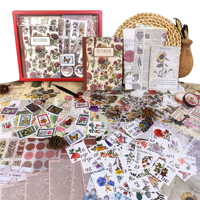Kit de 265 autocollants en papier floraux vintage de luxe faits à la main pour la fête des pères, coffret cadeau promotionnel, journal rétro, scrapbooking