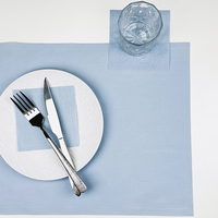Serviettes de table rectangulaires en tissu imprimé bleu ciel en coton moderne avec certification BRCGS, écologiques et jetables